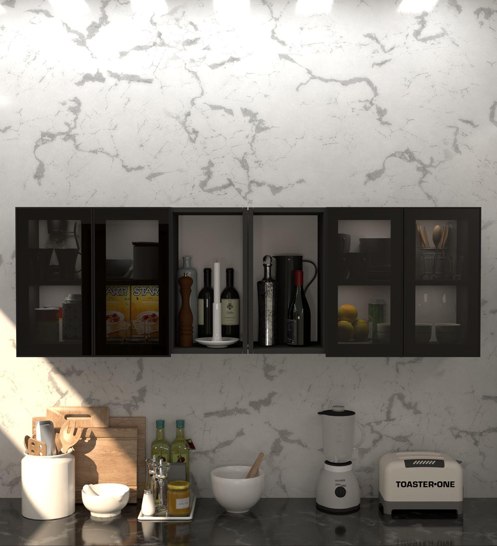 2 glass modular wall cabinet