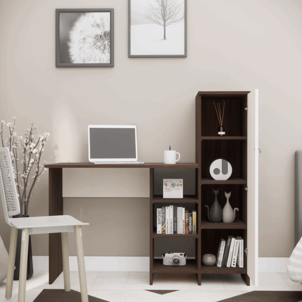 Multipurpose Hutch Desk with storage  in Highland Pine & Asian Walnut (DIY)