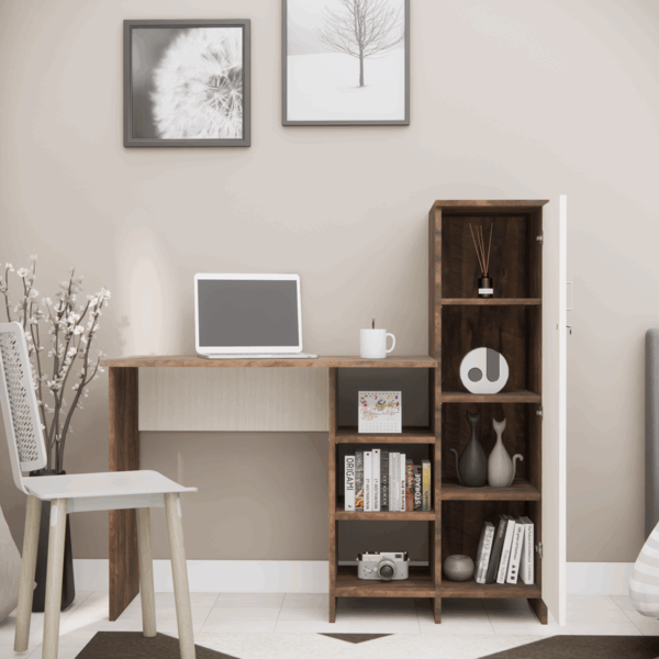 Multipurpose Hutch Desk with storage  in Highland Pine & Cochwood Brown (DIY)