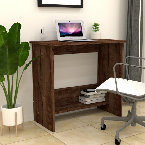 Corner-Rounded Multipurpose Writing & Computer Desk with One -Tier Shelf in Coachwood Brown (DIY)