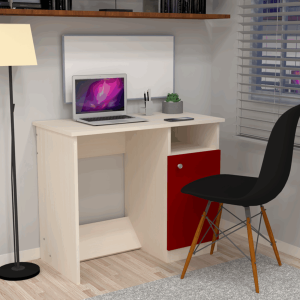 Writing Multipurpose Study table in  Scarlet Red & Highland Pine (DIY)