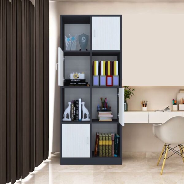 Cinderella 8 Shelves Bookshelf in Highland Pine & Slate Grey Finish