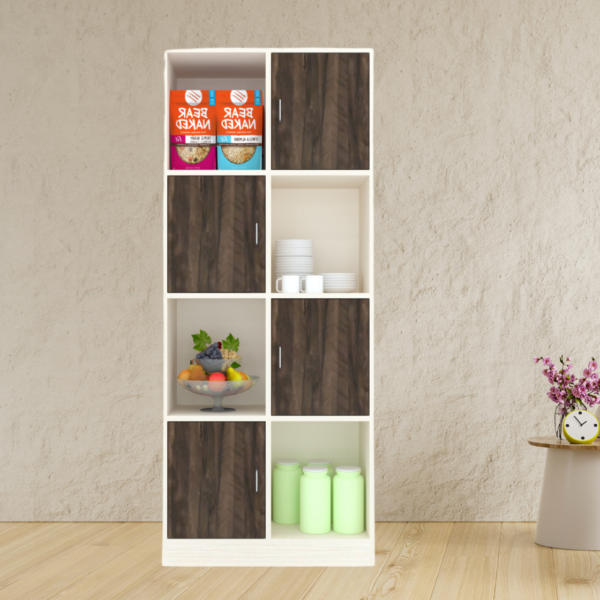 Cinderella 8 Shelves Multipurpose Utility Cabinet in Cochwood Brown & Highland Pine Finish