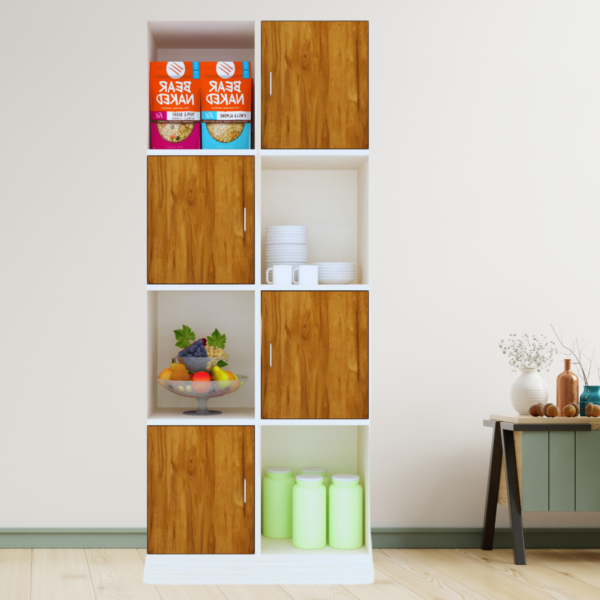 Cinderella 8 Shelves Multipurpose Utility Cabinet in Plateau Apple & Highland Pine Finish