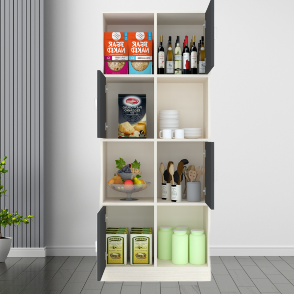 Cinderella 8 Shelves Multipurpose Utility Cabinet in Slate Grey & Highland Pine Finish