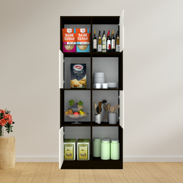 Cinderella 8 Shelves Multipurpose Utility Cabinet in Highland Pine & Chiyoda Wange Finish