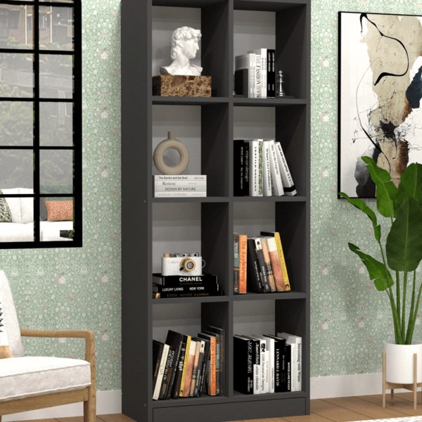 Multipurpose Matrix Cabinet – 8 Open Shelves in Slate Grey Finish