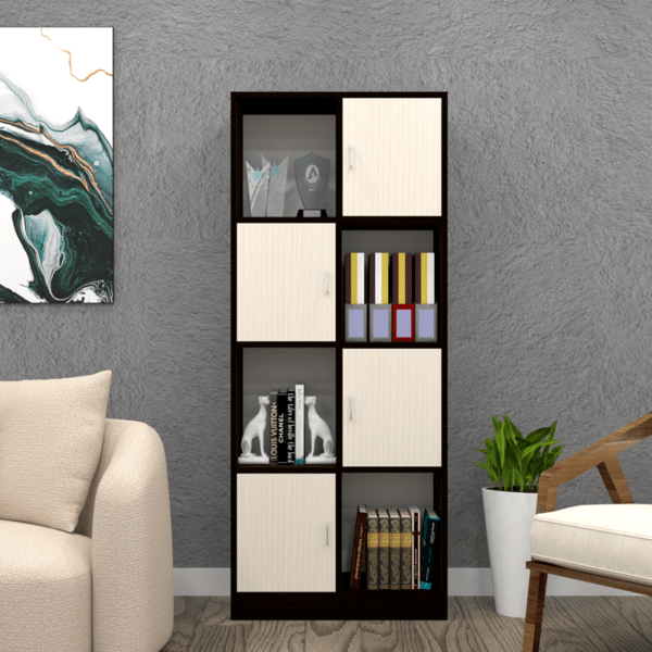 Cinderella Multipurpose Utility Cabinet – 8-Shelf Design in Highland Pine & Chiyoda Wenge Finish