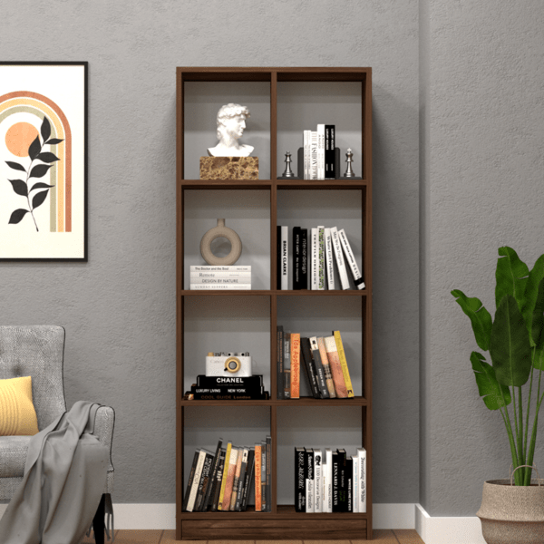 Multipurpose Matrix Cabinet – 8 Open Shelves in Coachwood Brown Finish