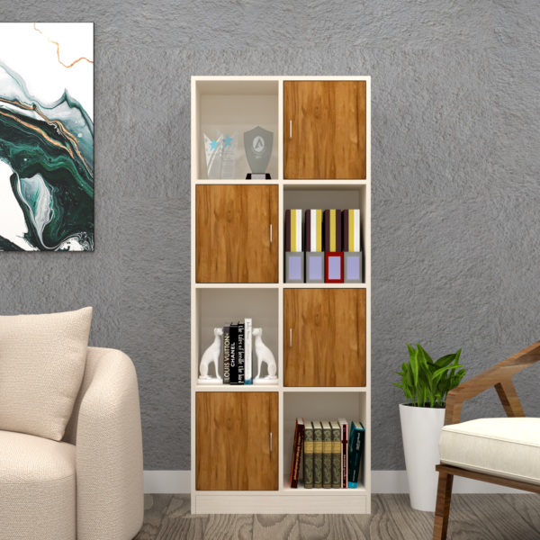 Cinderella 8 Shelves Bookshelf in Plateau Apple & Highland Pine Finish