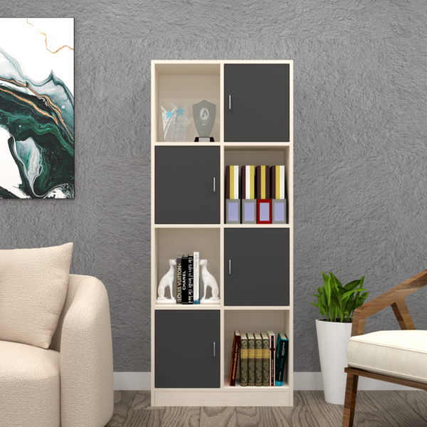 Cinderella 8 Shelves Bookshelf in Slate Grey & Highland Pine Finish