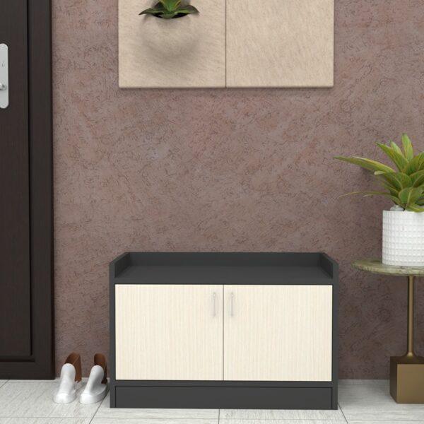 Ella 2-Door Shoe Cabinet in Highland Pine & Slate Grey Finish (DIY)