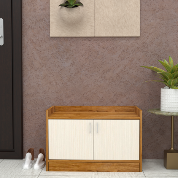 Ella 2 Doors Shoe Cabinet in Highland Pine & Plateau Apple Finish