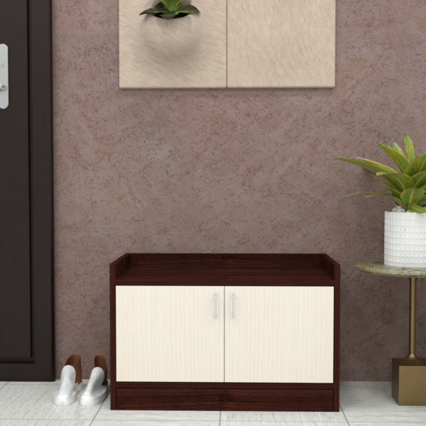 Ella 2 Doors Shoe Cabinet in Rose Wood & Highland Pine Finish