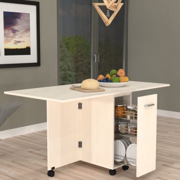 Adam 6 Seater Folding Table in Highland Pine Finish with Crockery unit & Storage