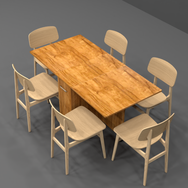 Adam 6 Seater Folding Table in Plateau Apple Finish with Crockery unit & Storage