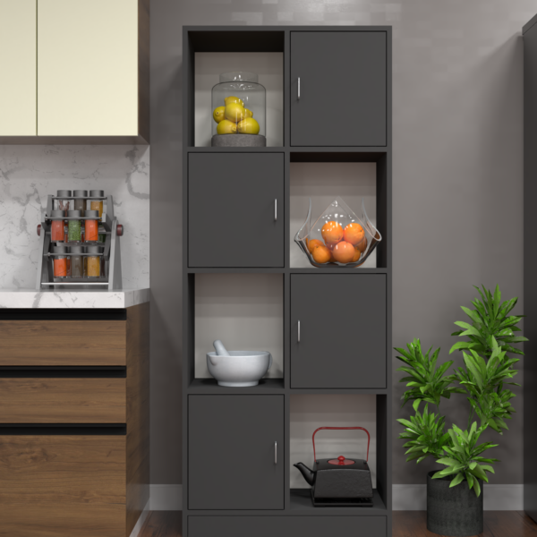 Multipurpose Matrix Utility Cabinet 8-Shelf Semi-Open in Slated Grey