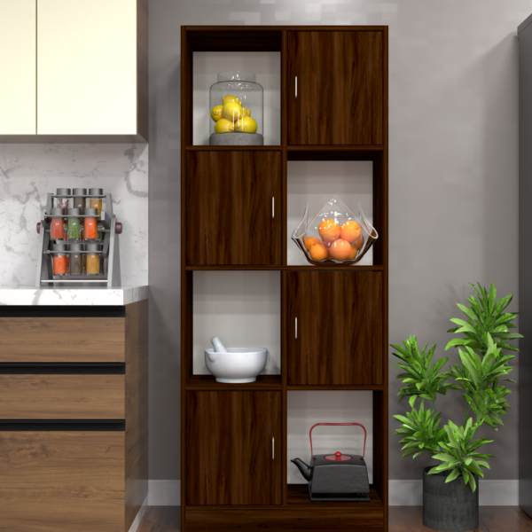 Multipurpose Matrix Utility Cabinet 8-Shelf Semi-Open in Asian Walnut