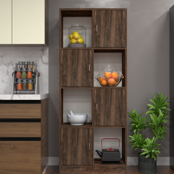 Multipurpose Matrix Utility Cabinet 8-Shelf Semi-Open in Coachwood Brown