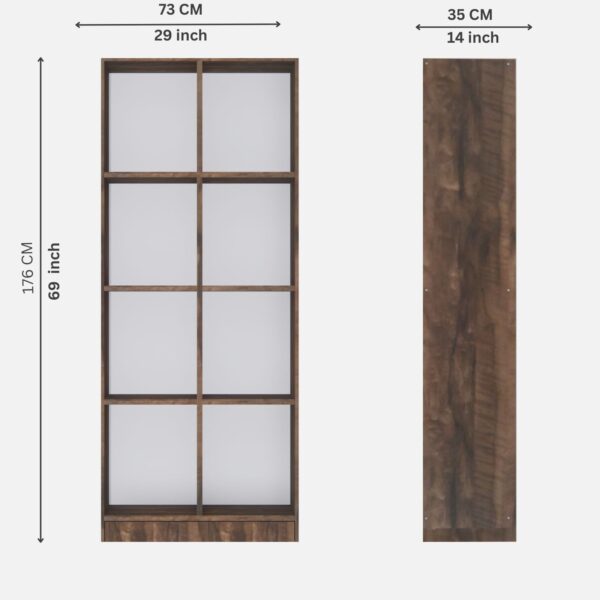 Cinderella 8 Shelves Open Multipurpose Matrix Cabinet in Cochwood Brown Finish