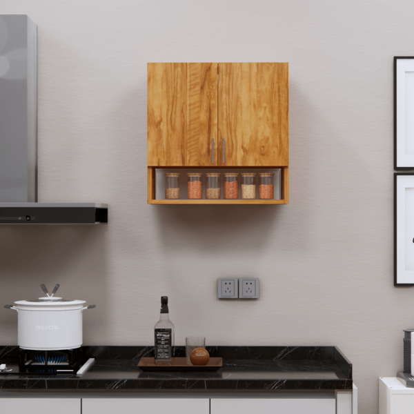 2-Door Modular Wall Cabinet with Organizer Shelf in Plateau Apple Finish (DIY Assembly)