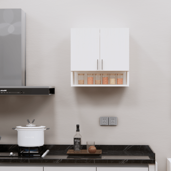 2-Door Modular Wall Cabinet with Organizer Shelf in Highland Pine Finish (DIY Assembly)