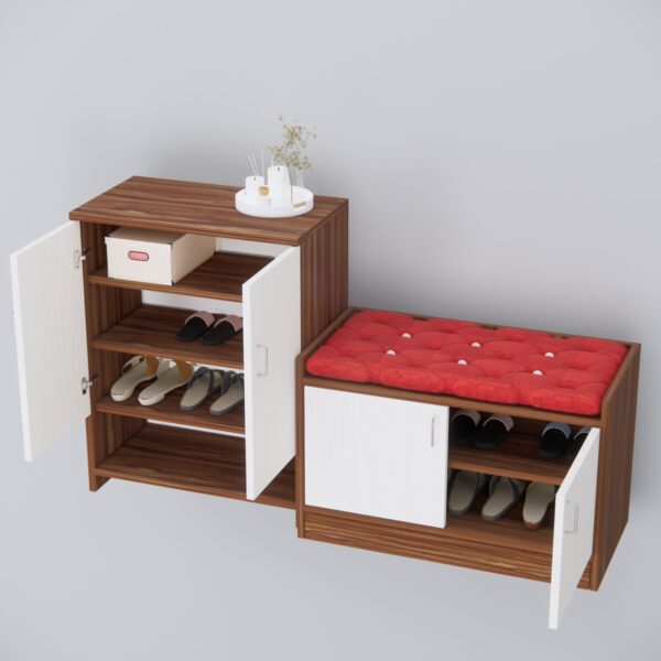 Ella Combo of Two Multipurpose Storage Units in Highland Pine & Asian Walnut Finish