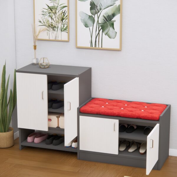 Ella Combo of Two Multipurpose Storage Units in Highland Pine & Slate Grey Finish
