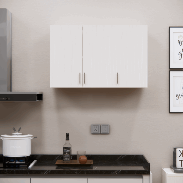 3-Door Modular Wall Cabinet with French cleat mount in Slated Grey & Highland Pine (DIY)