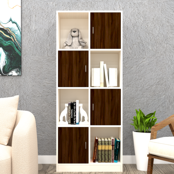 Cinderella 8 Shelves Bookshelf in Chiyoda Wange & Highland Pine Finish