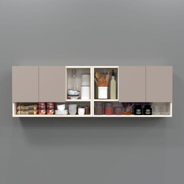 4-Door Cabinet with 6 Shelves – Glossy Triple-Layered UV-Resistant Handleless Shutters in Mocha Mirror Finish (DIY Assembly)