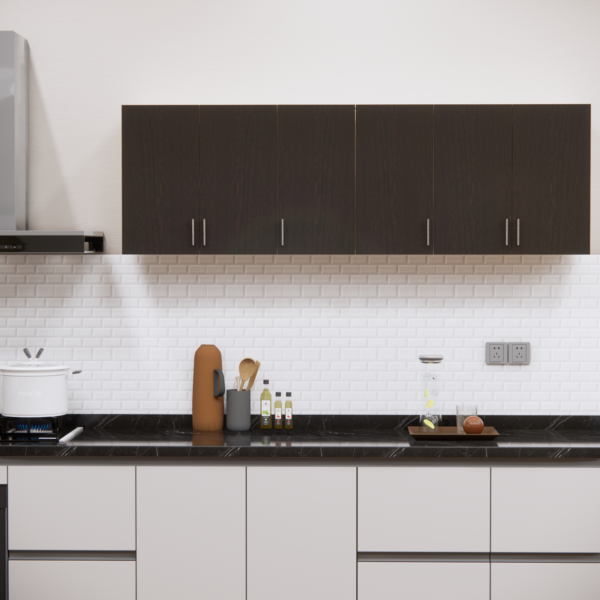 6-Door Modular Wall Cabinet with French Cleat Mount in Chiyoda Wenge & Highland Pine Finish (Free Installation)