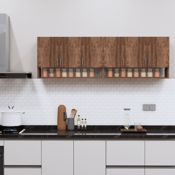 6-Door Modular Wall Cabinet with Organizer Shelf in Coachwood Brown Finish (Free Installation)