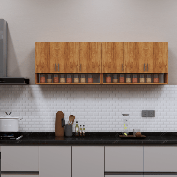 6-Door Modular Wall Cabinet with Organizer Shelf in Plateau Apple Finish (Free Installation)