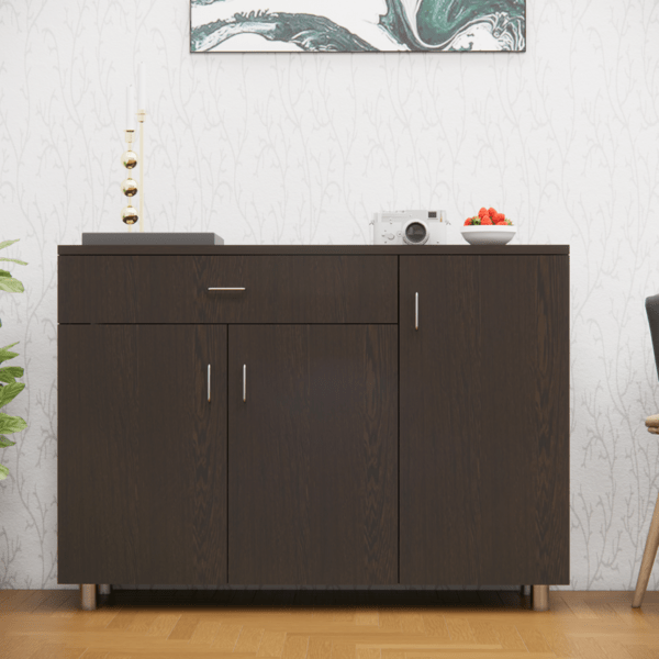 3 Door Multipurpose Cabinet with Drawer in Chiyoda Wenge Finish (Free Installation)