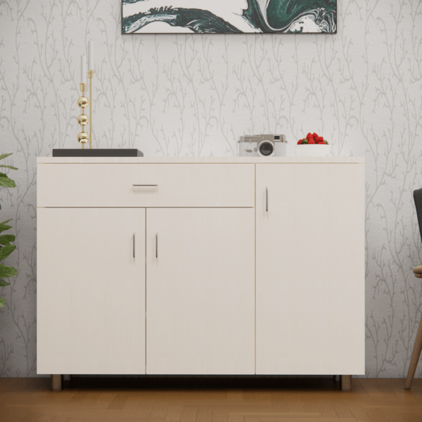 3 Door Multipurpose Shoe Cabinet with Drawer in Highland Pine Finish(Free Installation)