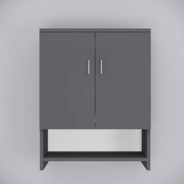 Multipurpose 2-Door Shoe Cabinet with 3 Closed Shelves & 1 Open Shelf – Slate Grey Finish (DIY Assembly)