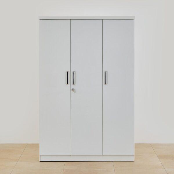 183cm Modern Arctic White 3-Door Wardrobe with Internal Security Drawer and Multi-Tier Shelving