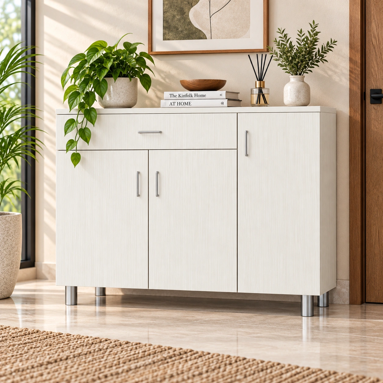 SP-KITCAB-079K_6 3 Door Multipurpose Shoe Cabinet with Drawer in Highland Pine Finish(Free Installation) - Image 1