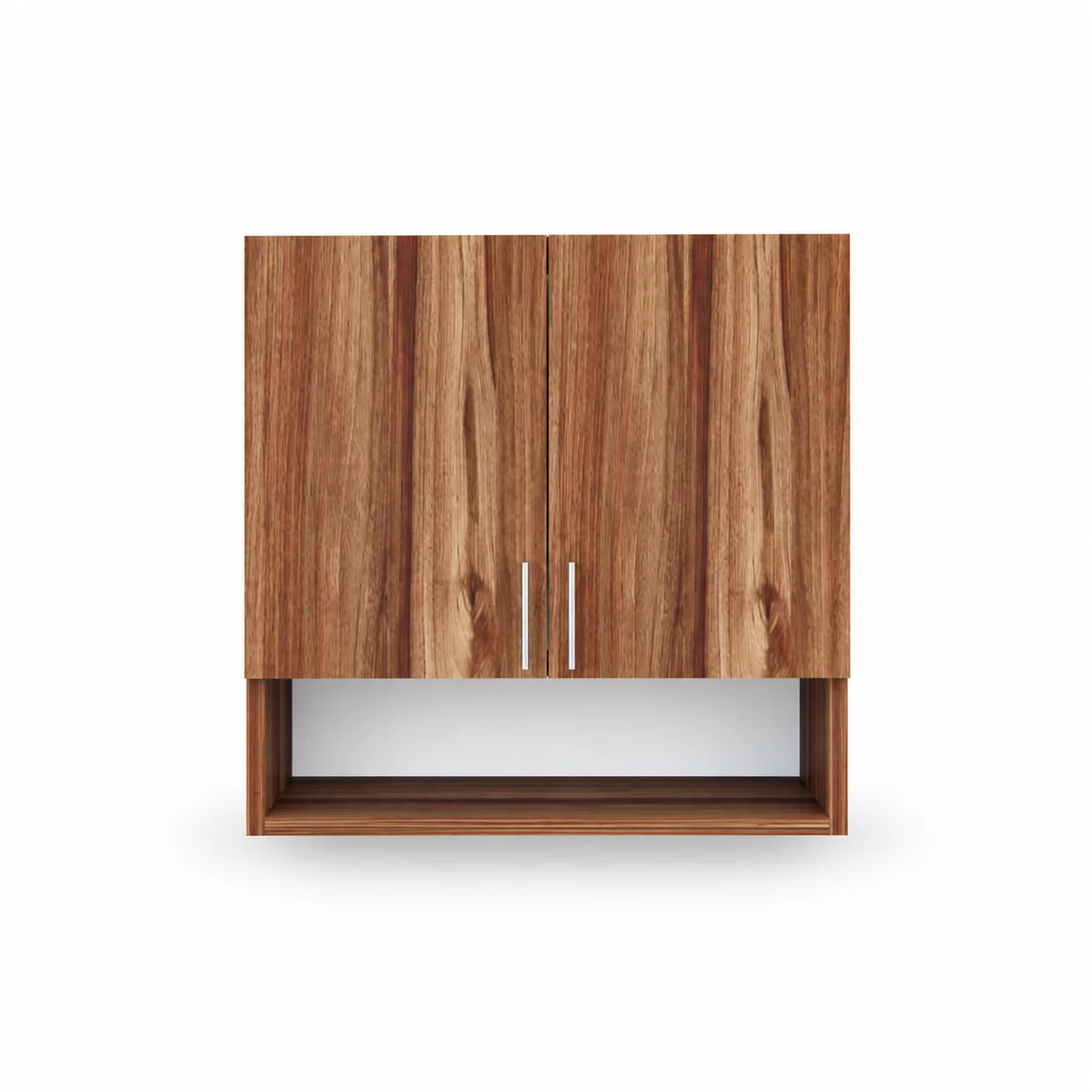 SP-2DHSW-KS-1111HALF-1 2 Doors Modular Wall Cabinet With Open Shelves In Asian Walnut Finish (DIY) - Image 1