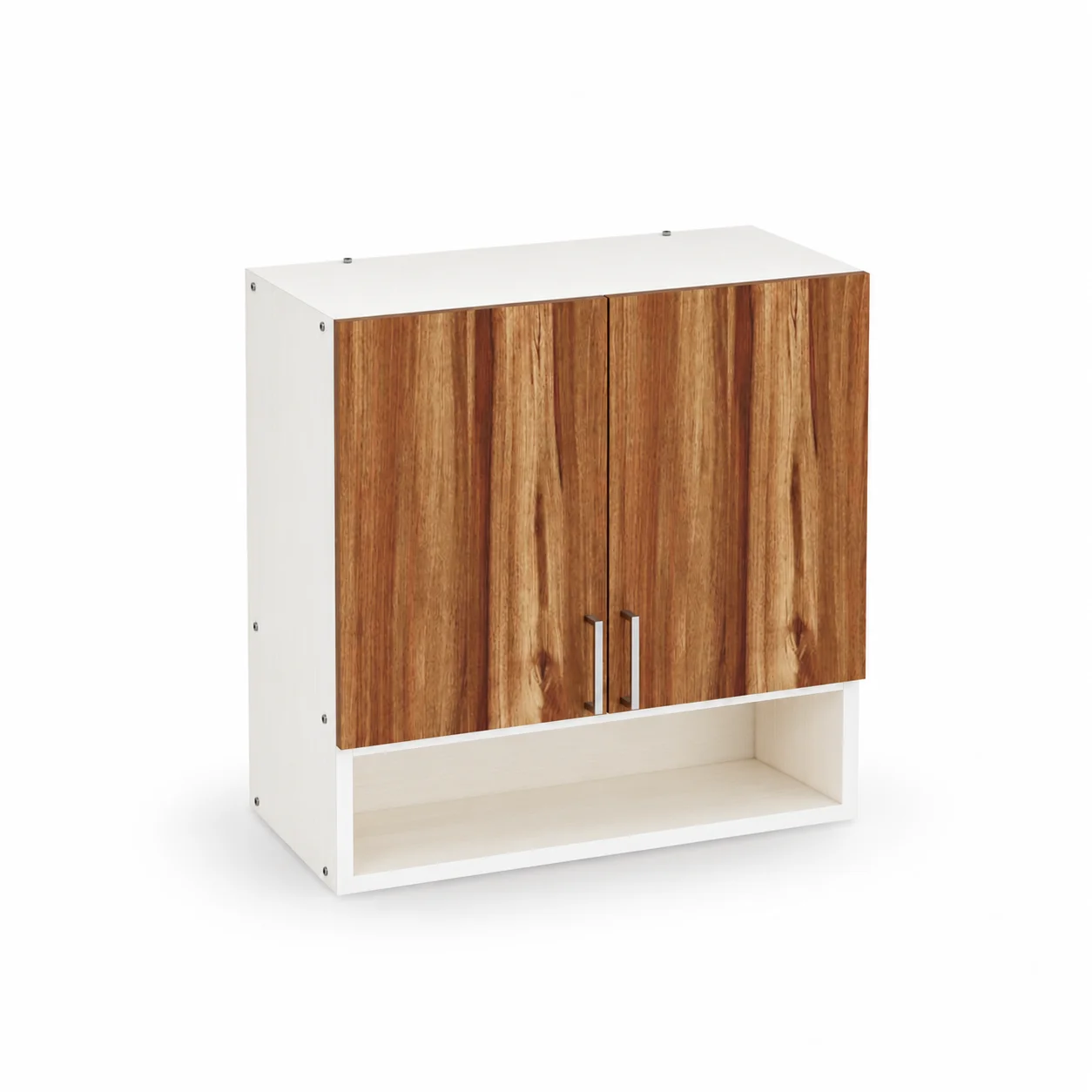 SP-2DHSW-KS-1114HALF 2 Doors Modular Wall Cabinet With Open Shelves In Asian Walnut & Highland pine Finish (DIY) - Image 1