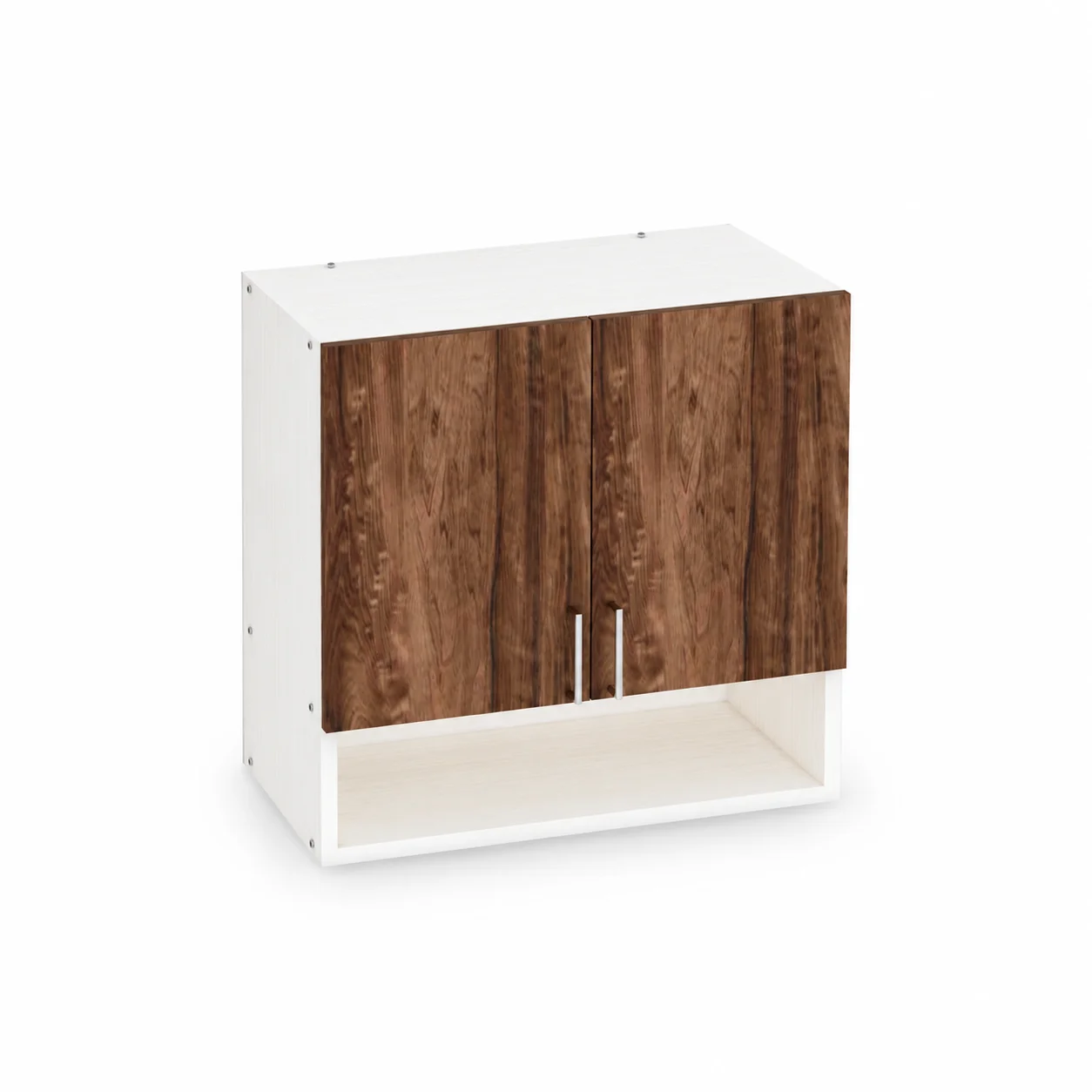 SP-2DHSW-KS-1214HALF 2 Doors Modular Wall Cabinet With Open Shelves In Coachwood Brown & Highland pine Finish (DIY) - Image 1