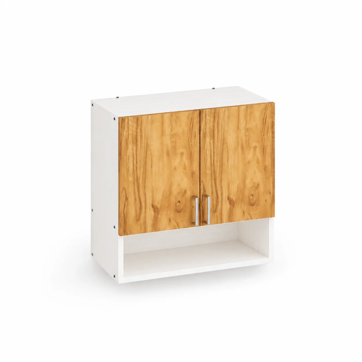 SP-2DHSW-KS-1314HALF 2 Doors Modular Wall Cabinet With Open Shelves In plateau Apple & Highland Pine Finish (DIY) - Image 1
