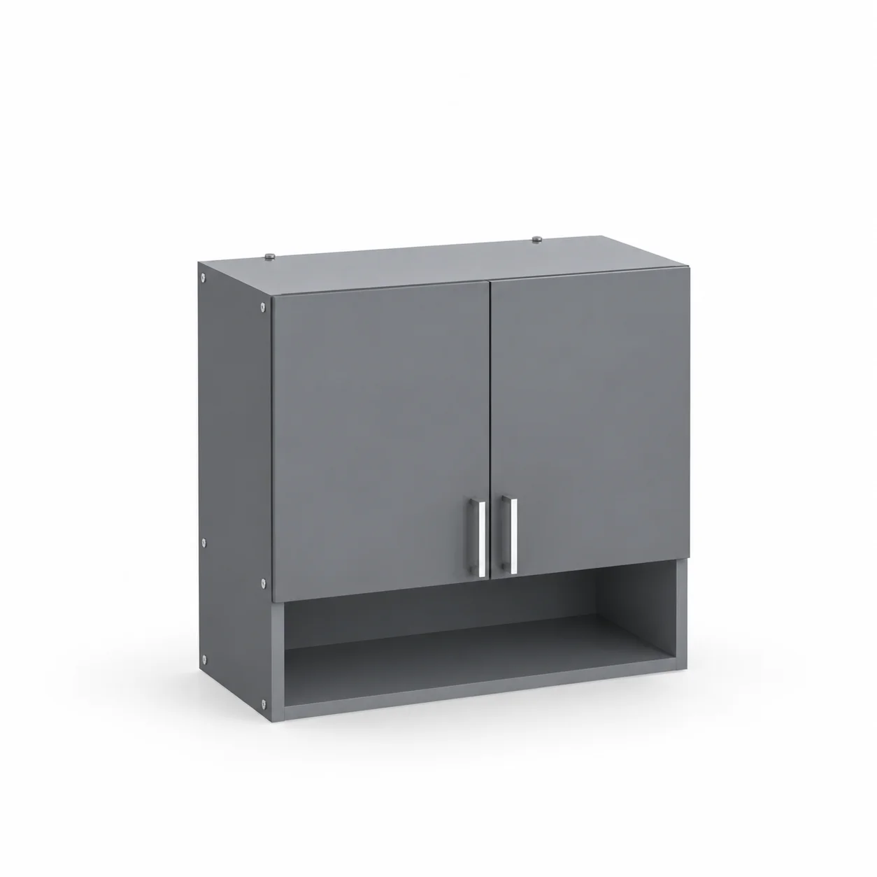 SP-2DHSW-KS-1515HALF 2 Doors Modular Wall Cabinet With Open Shelves In Slate Grey Finish (DIY) - Image 1