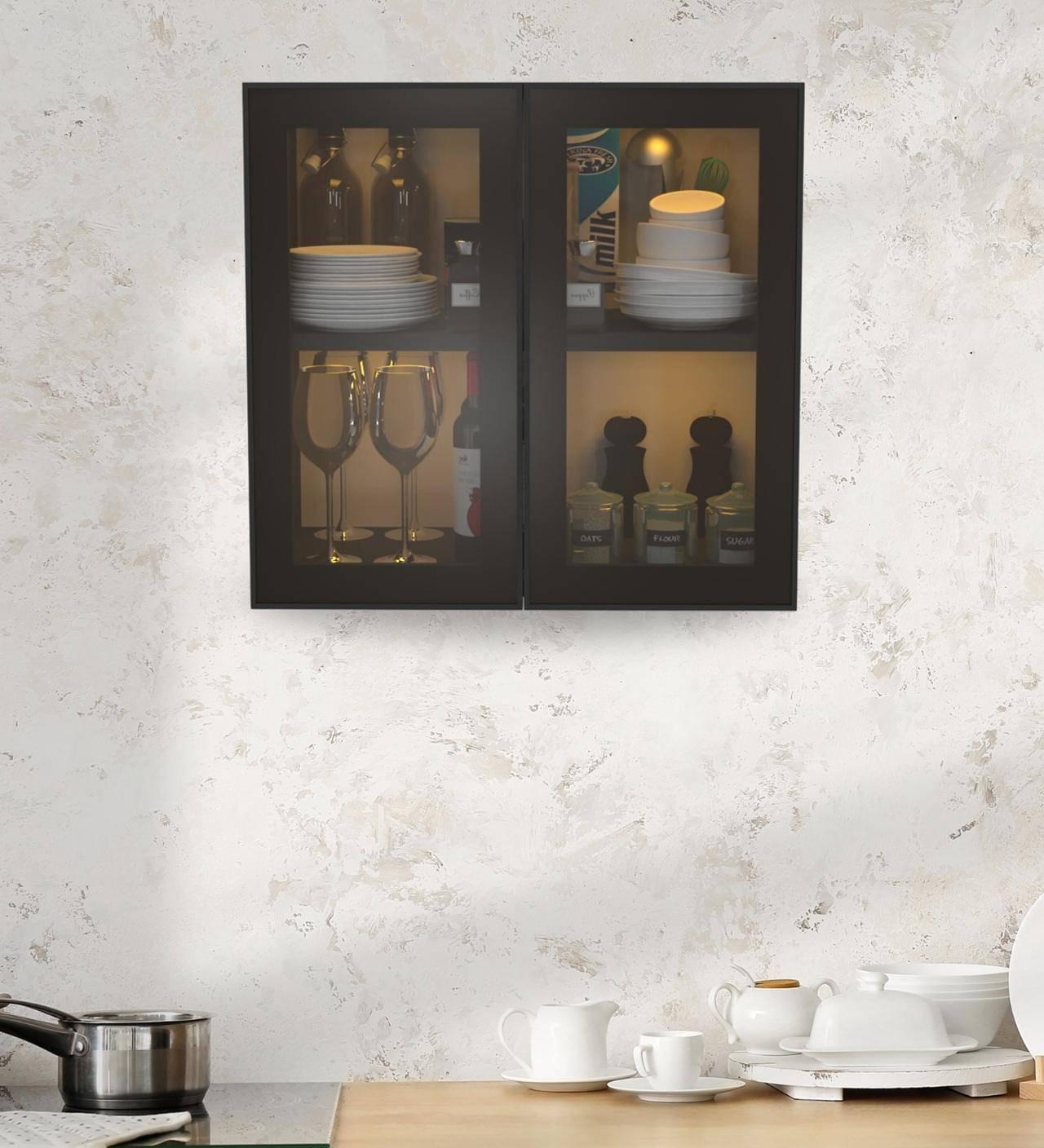 2 door glass wall cabinet luxury